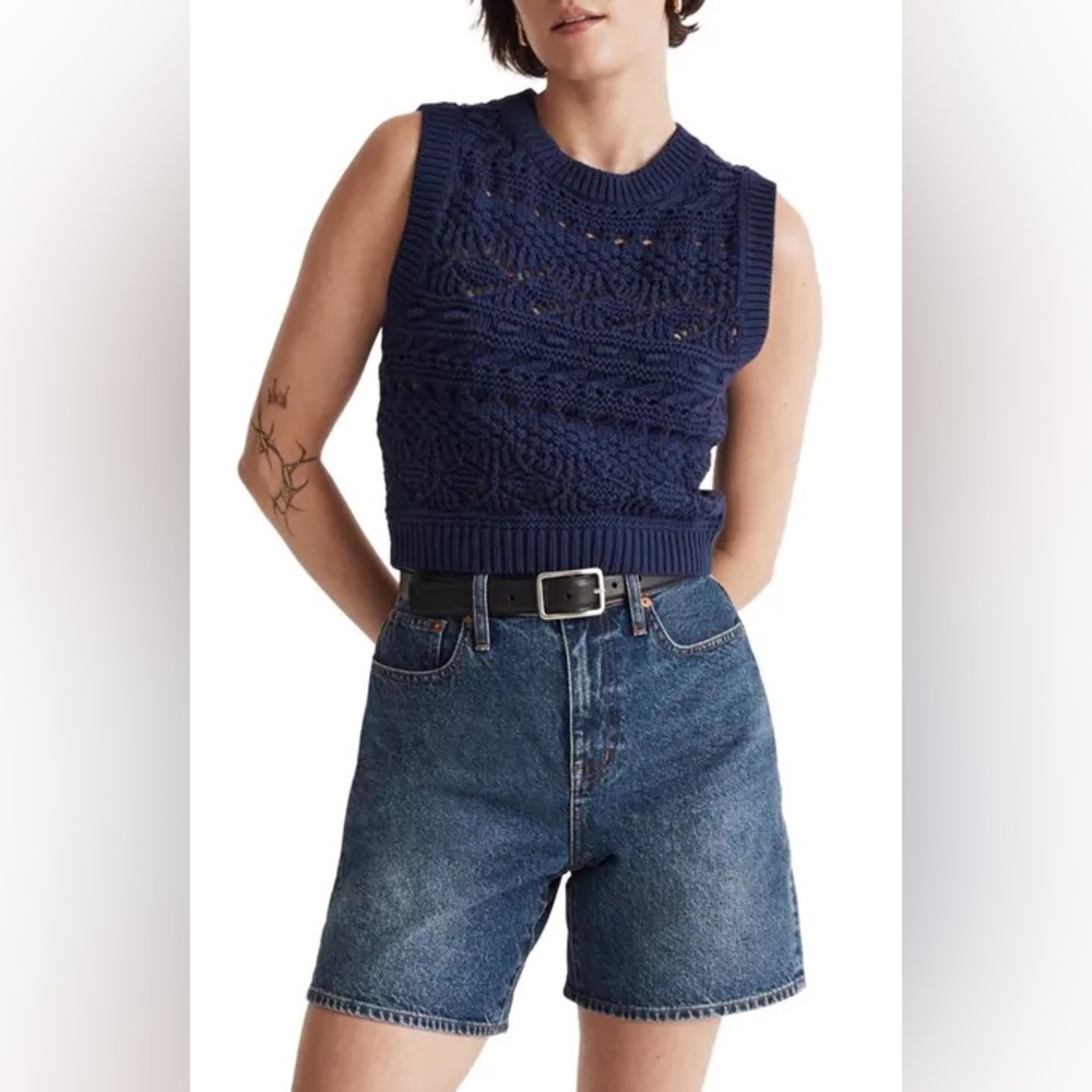 Madewell Open Stitch Sweater Vest in Navy S